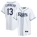 Ldoa TB.Rays #13 Junior Caminero Player White Home Game Stitched Jerseys