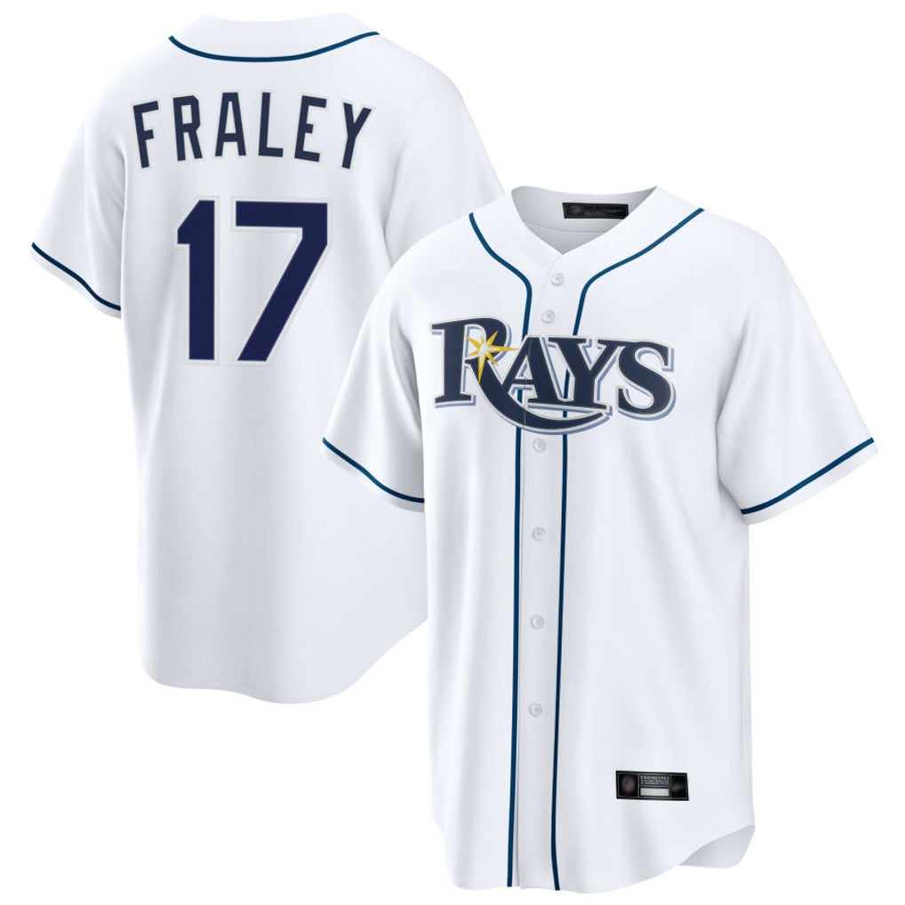 Ldoa TB.Rays #17 Jake Fraley Player White Home Game Stitched Jerseys