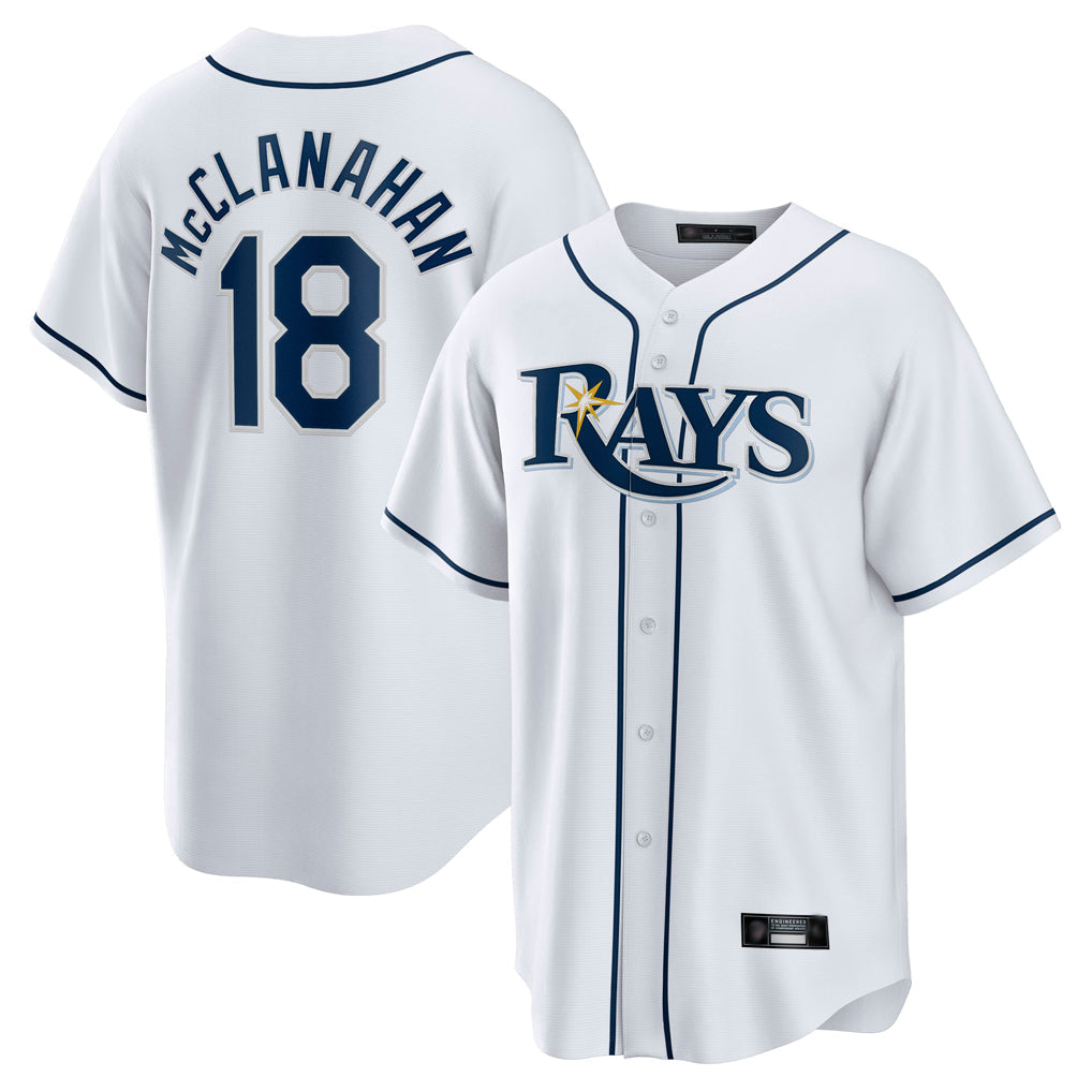 Ldoa TB.Rays #18 Shane McClanahan Player White Home Game Stitched Jerseys