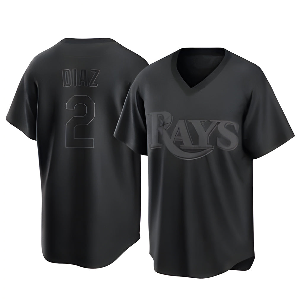 Ldoa TB.Rays #2 Yandy Diaz Player Black Home Game Stitched Jerseys