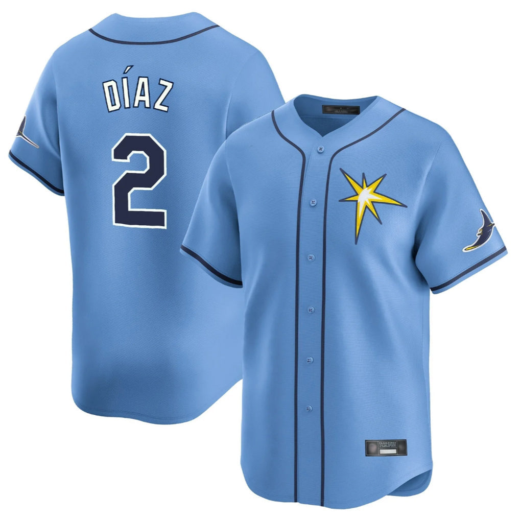 Ldoa TB.Rays #2 Yandy Diaz Player Light Blue Home Limited Stitched Jerseys