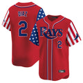 Ldoa TB.Rays #2 Yandy Diaz Player Red 2025 Independence Day Vapor Premier Limited Stitched Jerseys