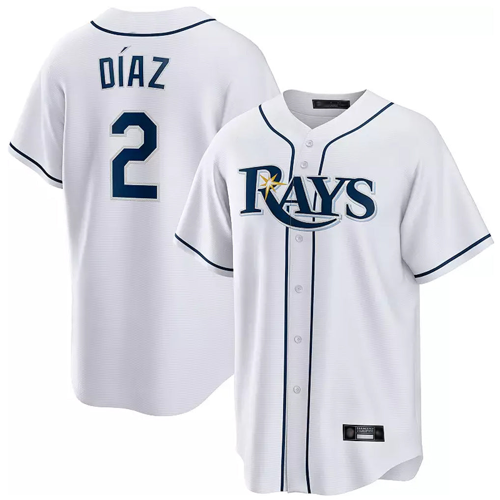 Ldoa TB.Rays #2 Yandy Diaz Player White Home Game Stitched Jerseys