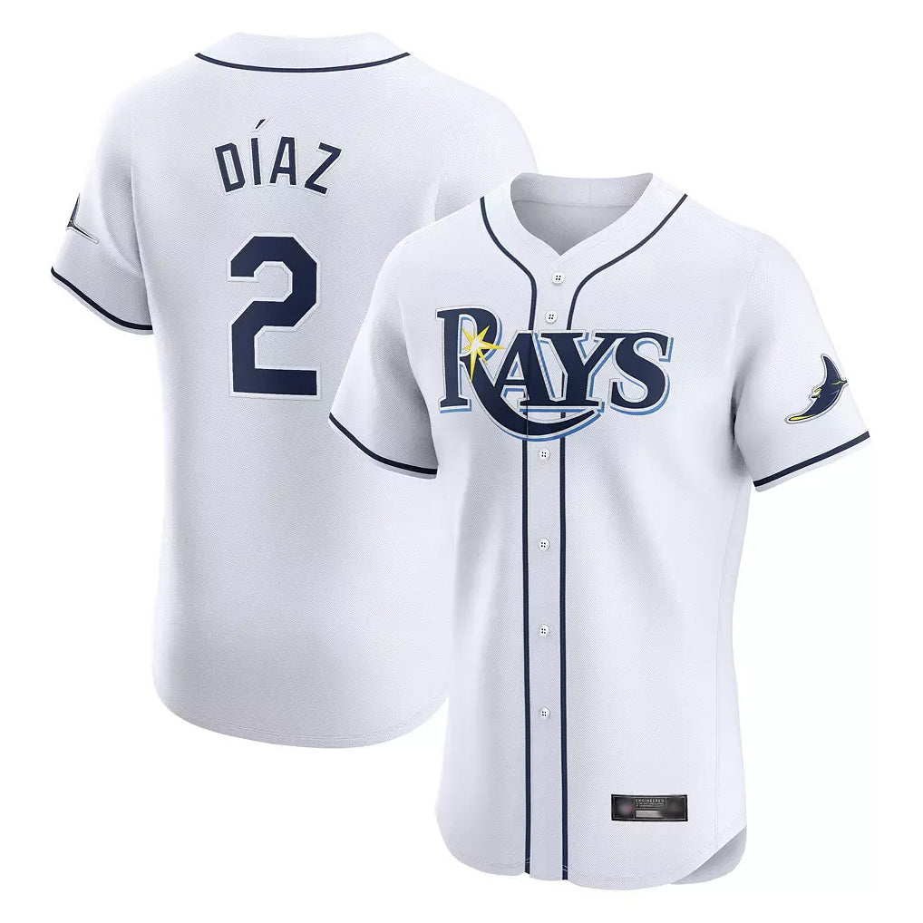 Ldoa TB.Rays #2 Yandy Diaz Player White Home Limited Elite Stitched Jerseys