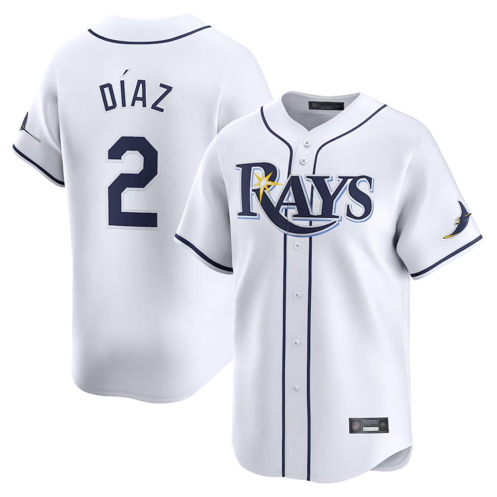 Ldoa TB.Rays #2 Yandy Diaz Player White Home Limited Stitched Jerseys
