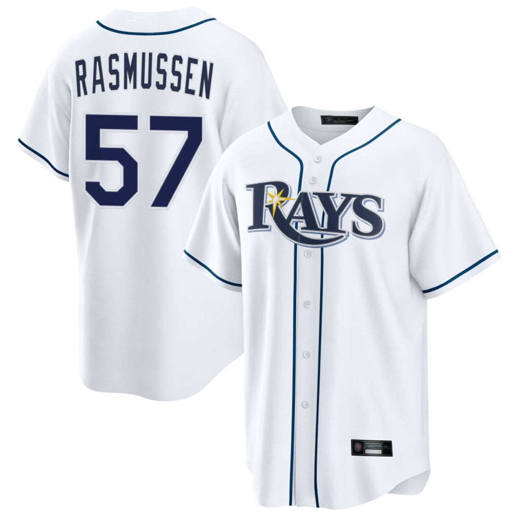 Ldoa TB.Rays #57 Drew Rasmussen Player White Home Game Stitched Jerseys