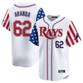 Ldoa TB.Rays #62 Jonathan Aranda Player White 2025 Independence Day Vapor Premier Limited Stitched Jerseys