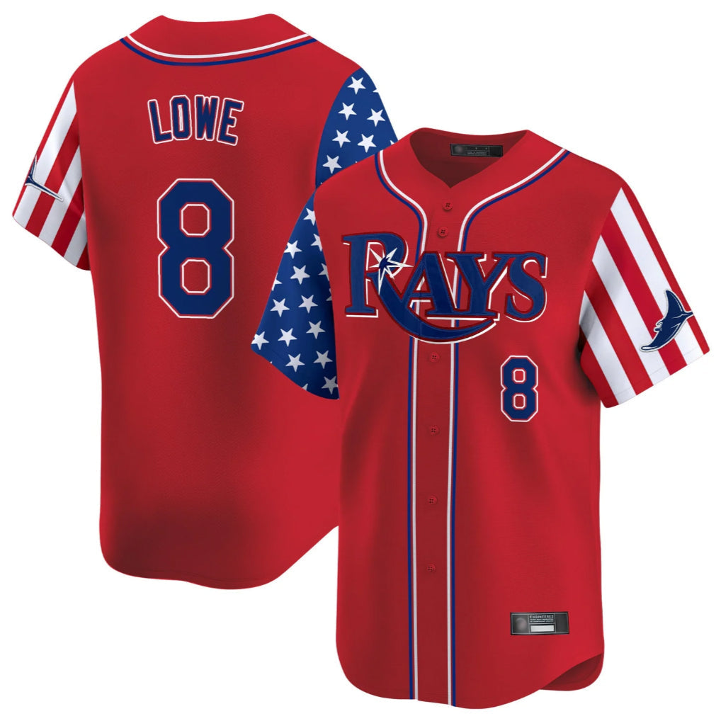 Ldoa TB.Rays #8 Brandon Lowe Player Red 2025 Independence Day Vapor Premier Limited Stitched Jerseys