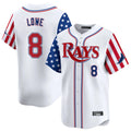 Ldoa TB.Rays TB.Rays #8 Brandon Lowe Player White 2025 Independence Day Vapor Premier Limited Stitched Jerseys