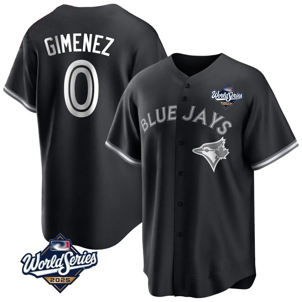 Ldoa T.Blue Jays #0 Andres Gimenez Player Black 2025 World Series Game Stitched Jerseys
