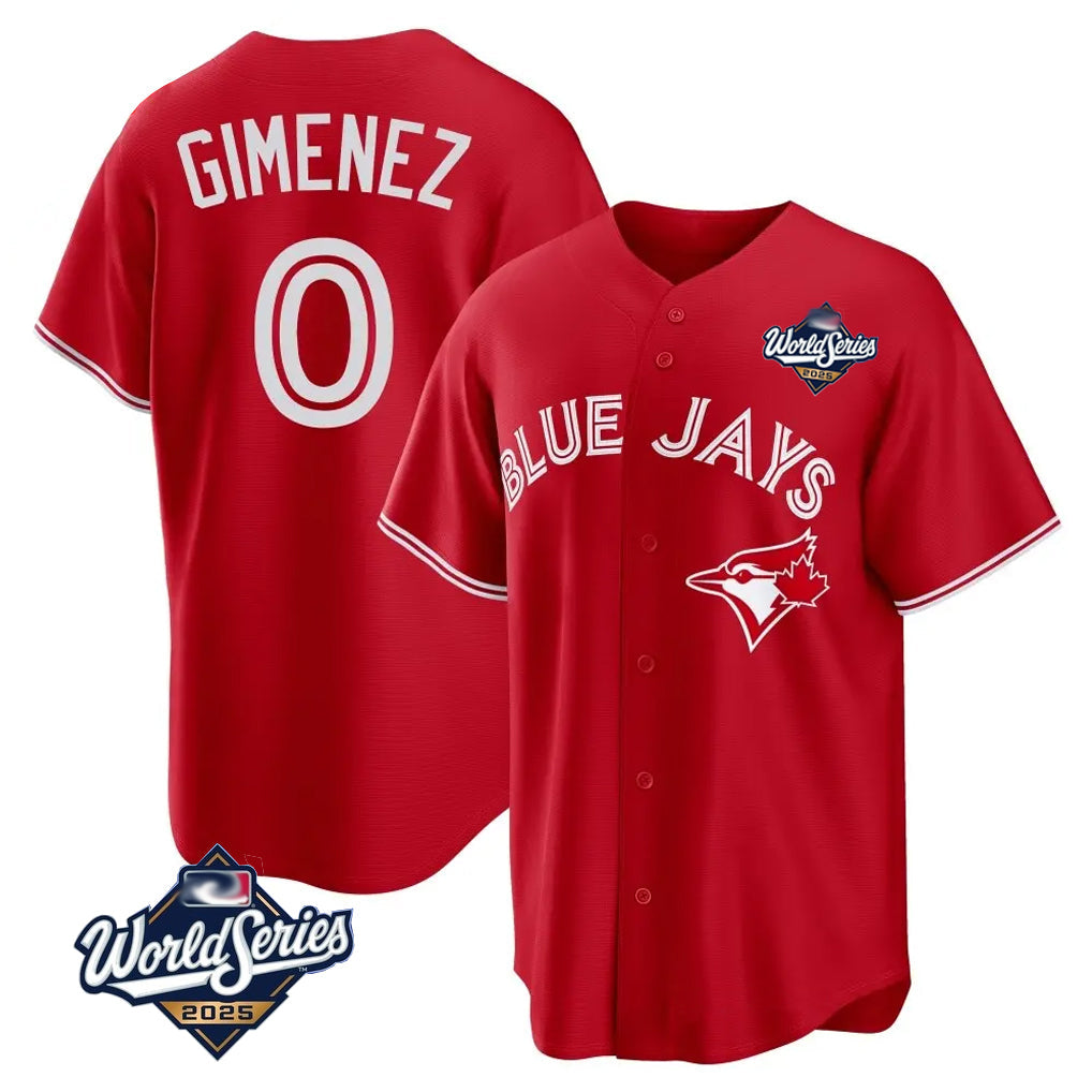Ldoa T.Blue Jays #0 Andres Gimenez Player Red 2025 World Series Limited Stitched Jerseys