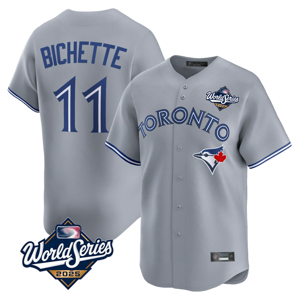 Ldoa T.Blue Jays #11 Bo Bichette Player Gray 2025 World Series Limited Home Stitched Jerseys
