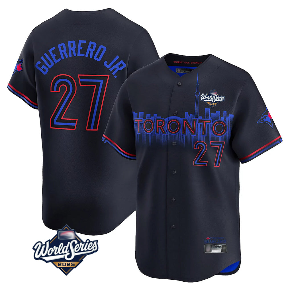 Ldoa T.Blue Jays #27 Vladimir Guerrero Jr Player Black 2025 World Series City Connect Limited Stitched Jersey
