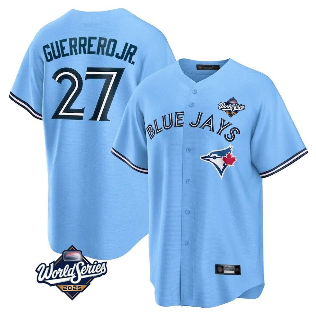 Ldoa T.Blue Jays #27 Vladimir Guerrero Jr Player Light Blue 2025 World Series Game Stitched Jersey