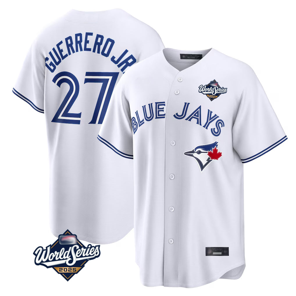 Ldoa T.Blue Jays #27 Vladimir Guerrero Jr Player White 2025 World Series Game Stitched Jersey