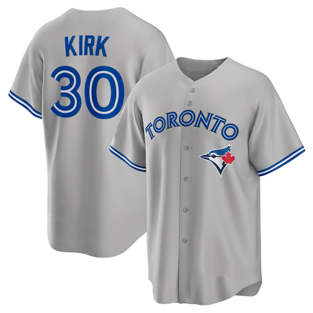 Ldoa T.Blue Jays #30 Alejandro Kirk Player Gray Home Game Stitched Jerseys