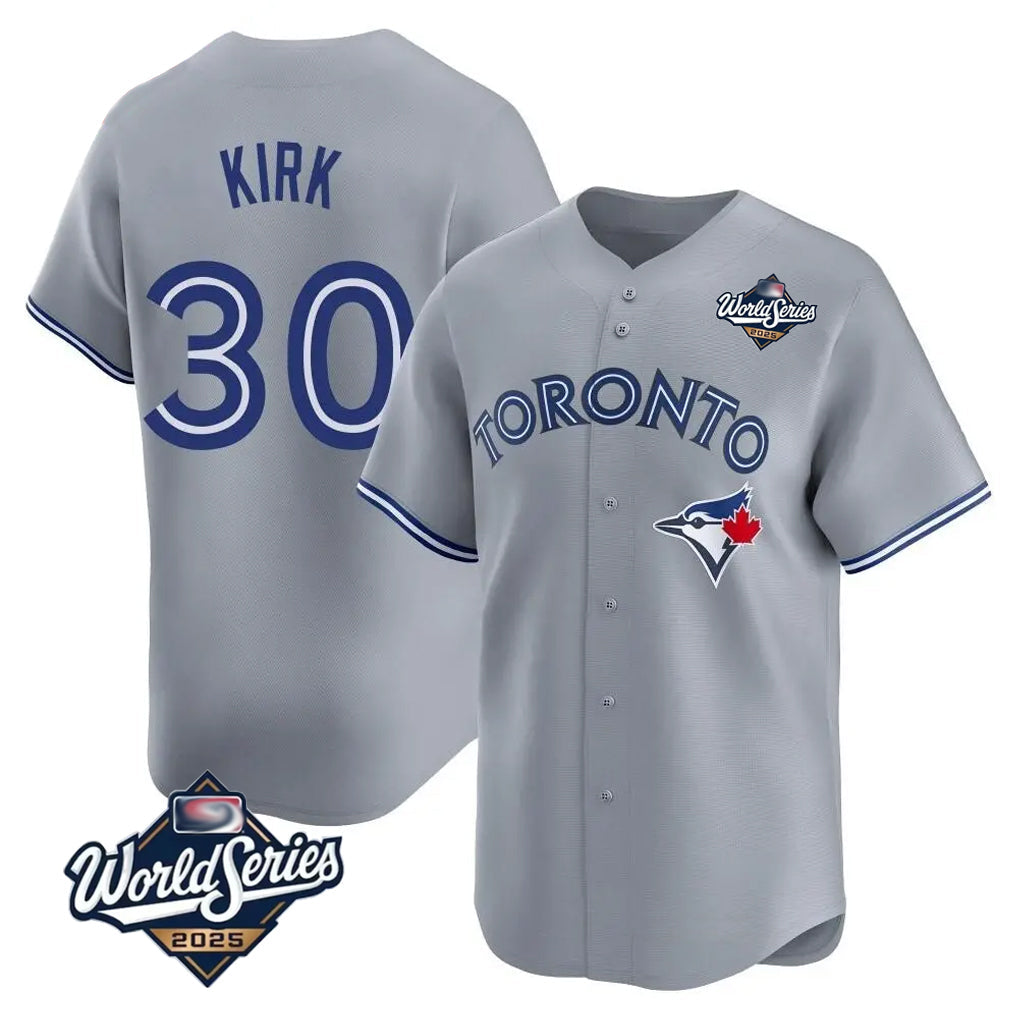 Ldoa T.Blue Jays #30 Alejandro Kirk Player Gray&Blue 2025 World Series Limited Stitched Jerseys