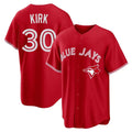 Ldoa T.Blue Jays #30 Alejandro Kirk Player Red Home Game Stitched Jerseys