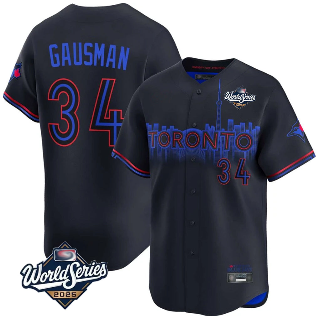 Ldoa T.Blue Jays #34 Kevin Gausman Player Black 2025 World Series City Connect Stitched Jerseys