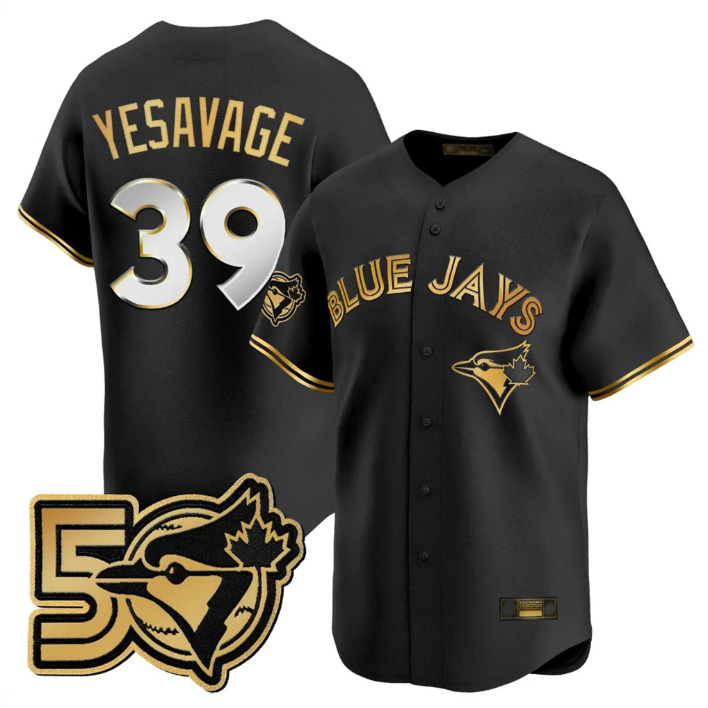Ldoa T.Blue Jays #39 Trey Yesavage Player Black 50 Seasons Patch Vapor Premier Limited All Stitched Jerseys