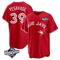 Ldoa T.Blue Jays #39 Trey Yesavage Player Red 2025 World Series Game All Stitched Jerseys