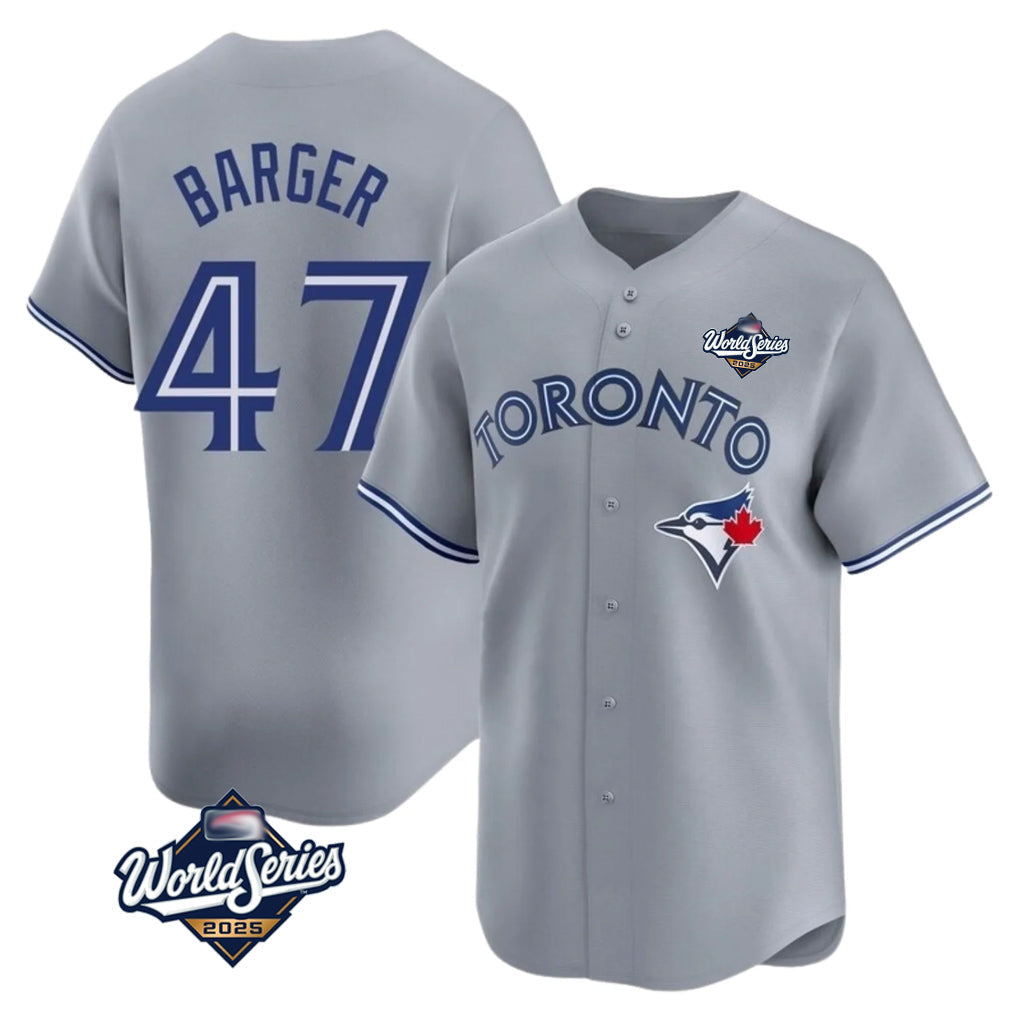 Ldoa T.Blue Jays #47 Addison Barger Player Gray 2025 World Series Stitched Jerseys