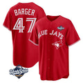Ldoa T.Blue Jays #47 Addison Barger Player Red 2025 World Series Game Stitched Jerseys