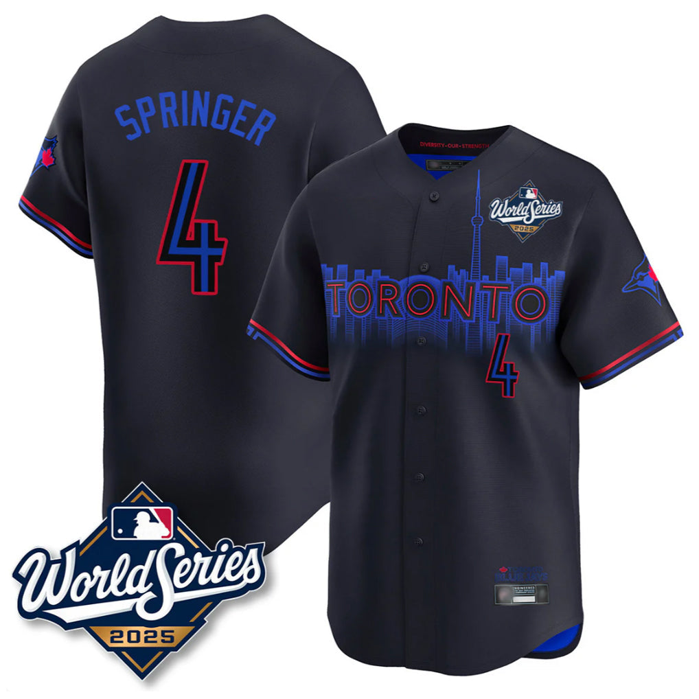 Ldoa T.Blue Jays #4 George Springer Player Black 2025 World Series City Connect Stitched Jerseys
