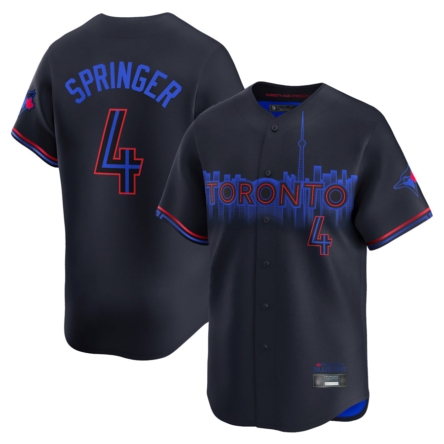 Ldoa T.Blue Jays #4 George Springer Player Black City Connect Limited Stitched Jerseys
