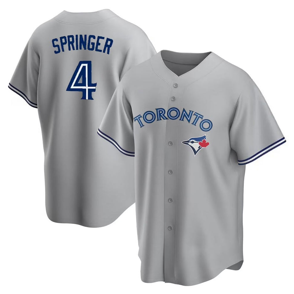 Ldoa T.Blue Jays #4 George Springer Player Gray Home Game Stitched Jerseys