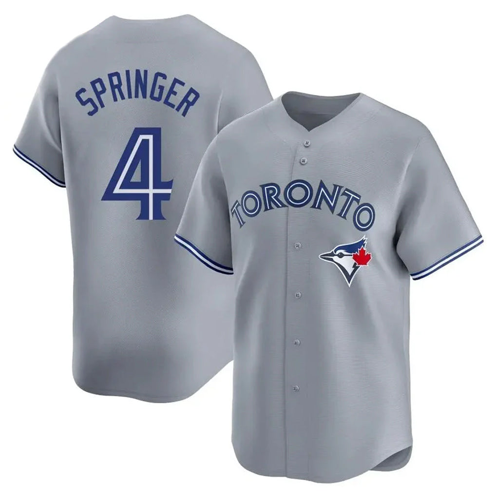 Ldoa T.Blue Jays #4 George Springer Player Gray Home Limited Stitched Jerseys