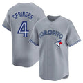 Ldoa T.Blue Jays #4 George Springer Player Gray Home Limited Stitched Jerseys