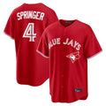 Ldoa T.Blue Jays #4 George Springer Player Red Home Game Stitched Jerseys