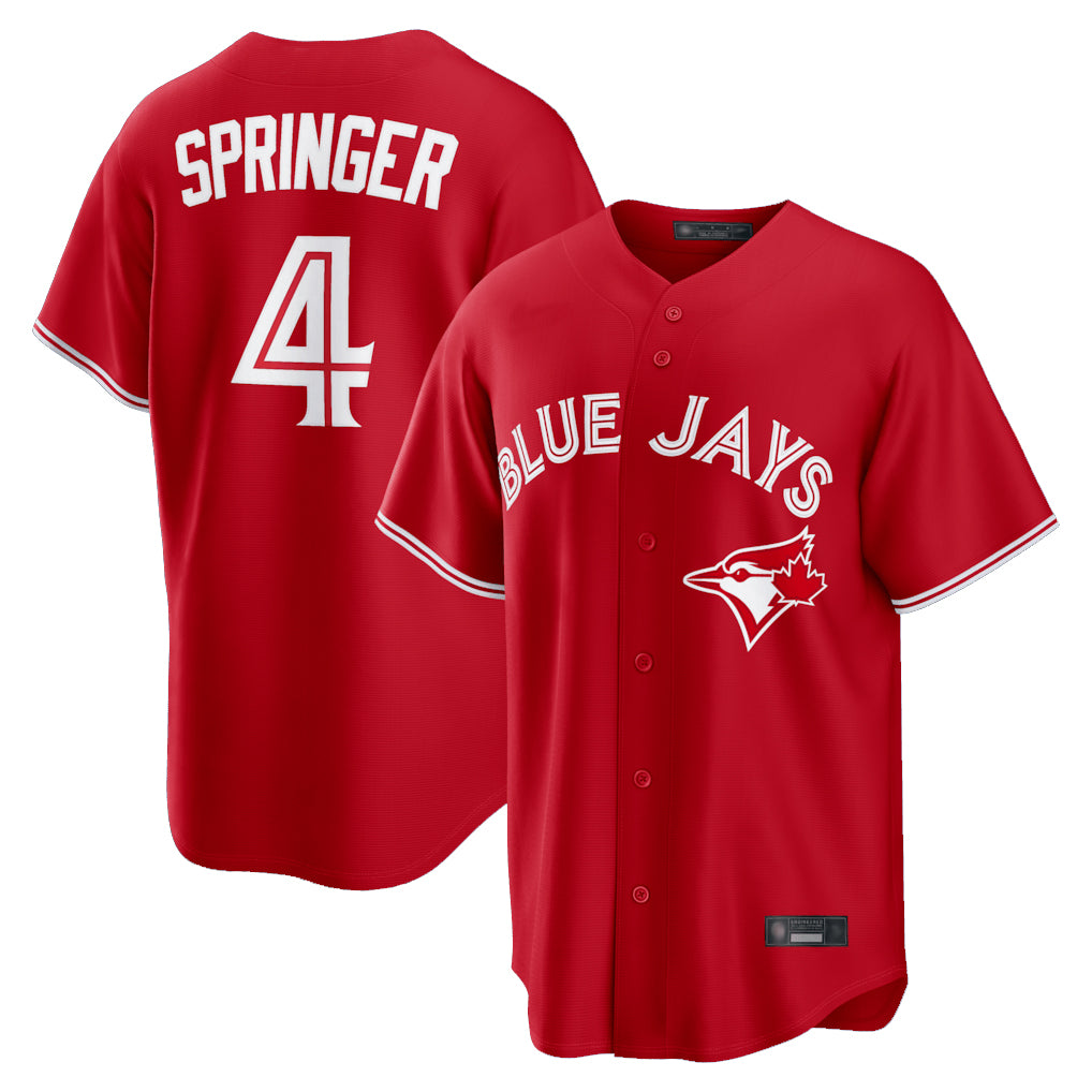 Ldoa T.Blue Jays #4 George Springer Player Red Home Game Stitched Jerseys