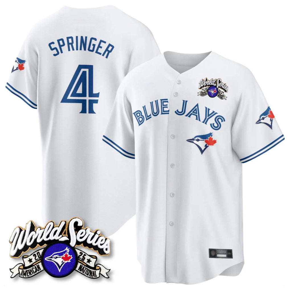 Ldoa T.Blue Jays #4 George Springer Player White 2025 American League All Stitched Jersey