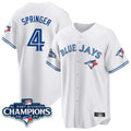 Ldoa T.Blue Jays #4 George Springer Player White 2025 World Series Stitched Jerseys