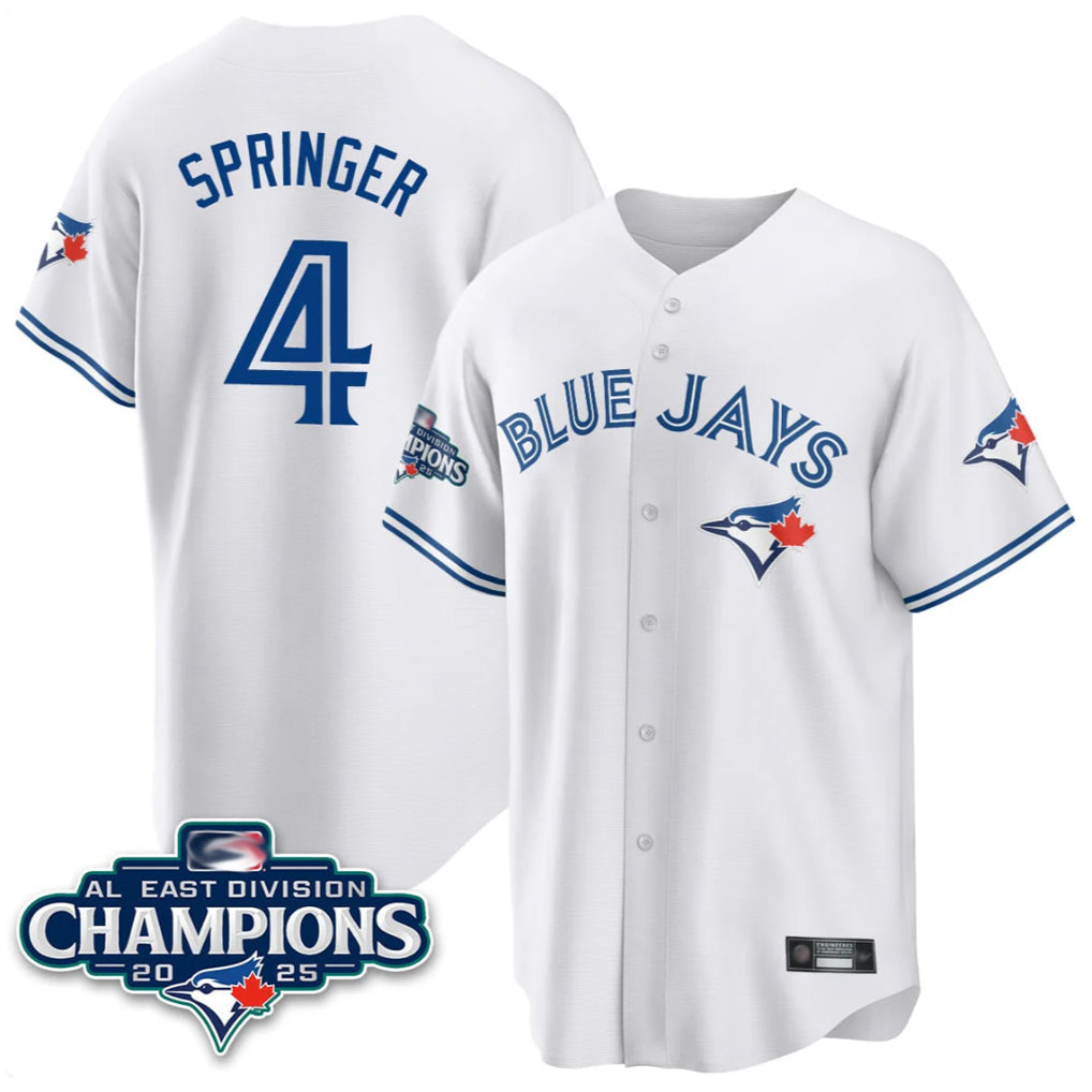 Ldoa T.Blue Jays #4 George Springer Player White 2025 World Series Stitched Jerseys