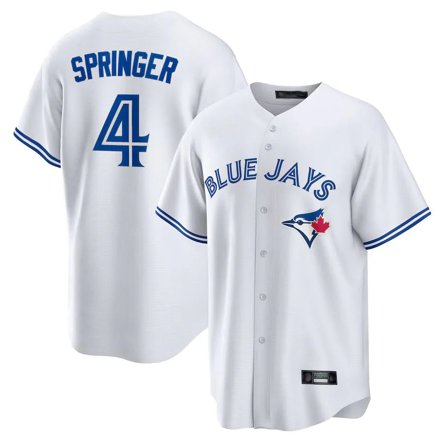 Ldoa T.Blue Jays #4 George Springer Player White Home Game Stitched Jerseys