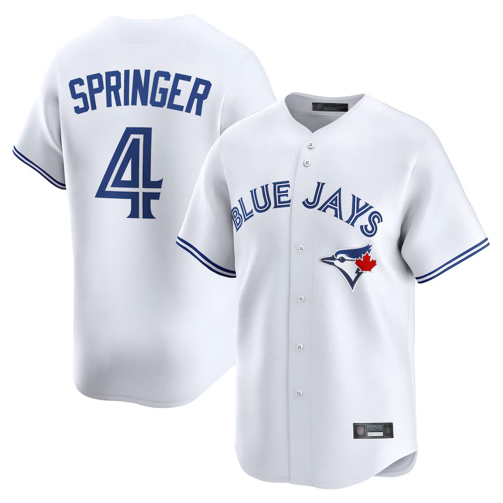 Ldoa T.Blue Jays #4 George Springer Player White Home Limited Stitched Jerseys