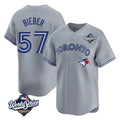 Ldoa T.Blue Jays #57 Shane Bieber Player Gray 2025 World Series All Stitched Jerseys