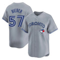 Ldoa T.Blue Jays #57 Shane Bieber Player Gray Home Stitched Jerseys