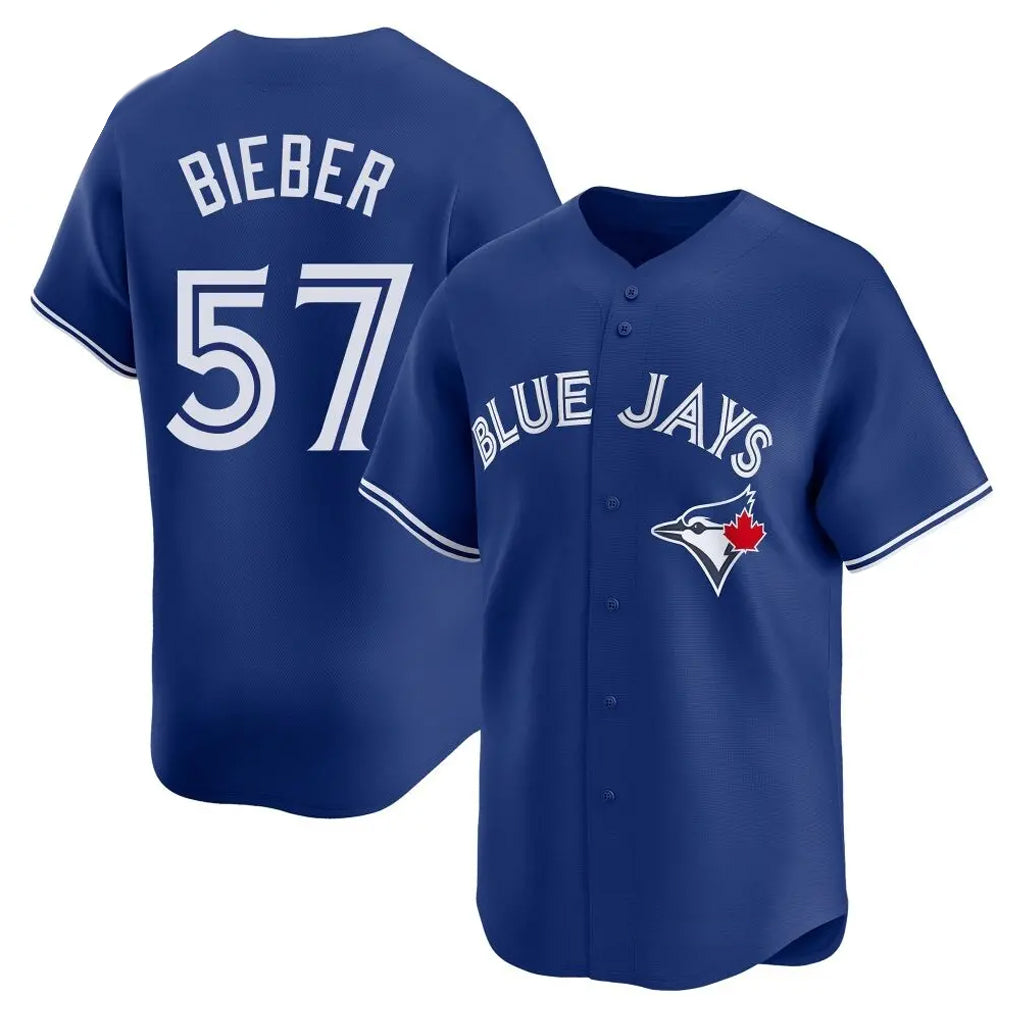 Ldoa T.Blue Jays #57 Shane Bieber Player Royal Home Stitched Jerseys