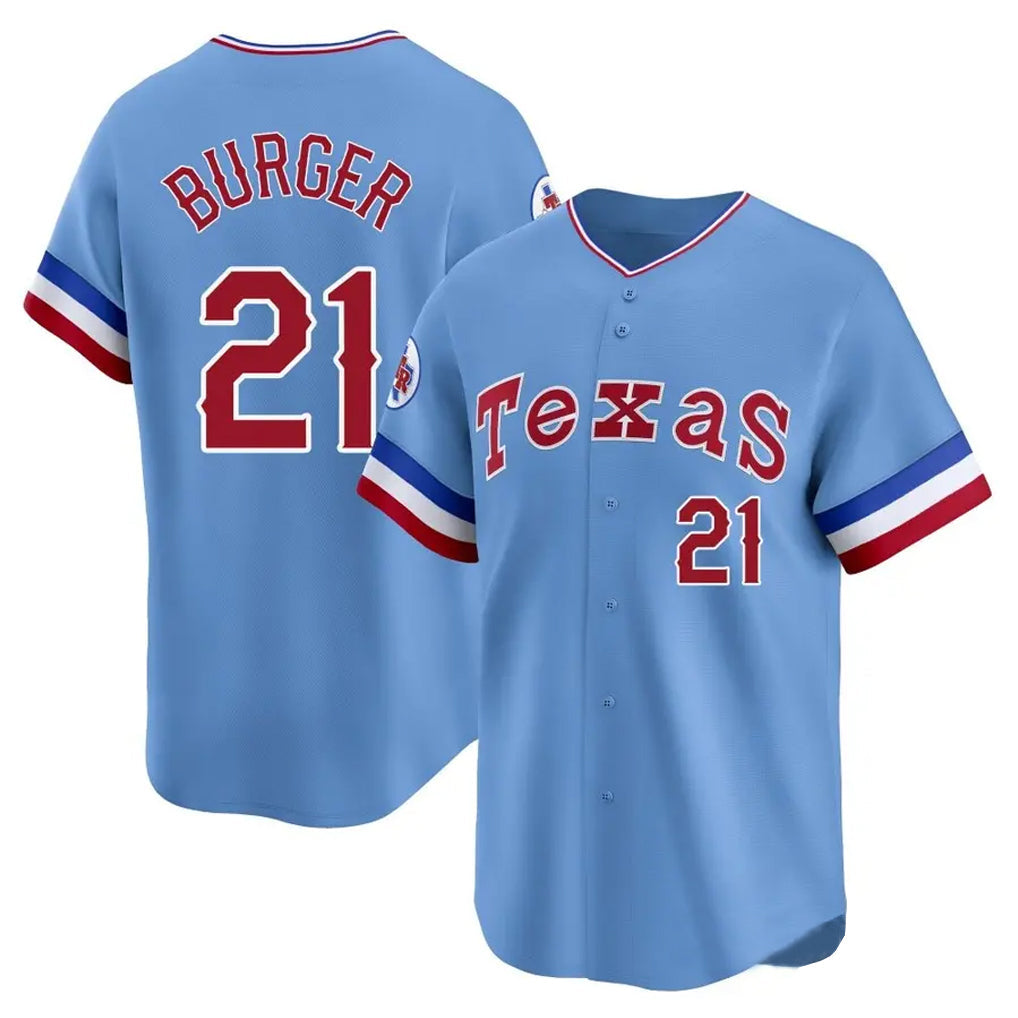 Ldoa T.Rangers #21 Jake Burger Player Light Blue Cooperstown Collection Limited Stitched Jerseys
