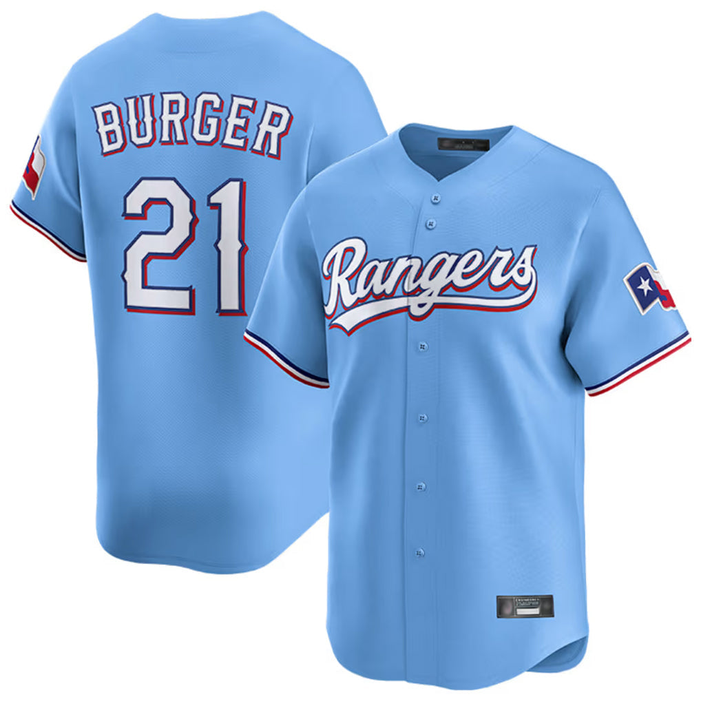 Ldoa T.Rangers #21 Jake Burger Player Light Blue Home Limited Stitched Jerseys