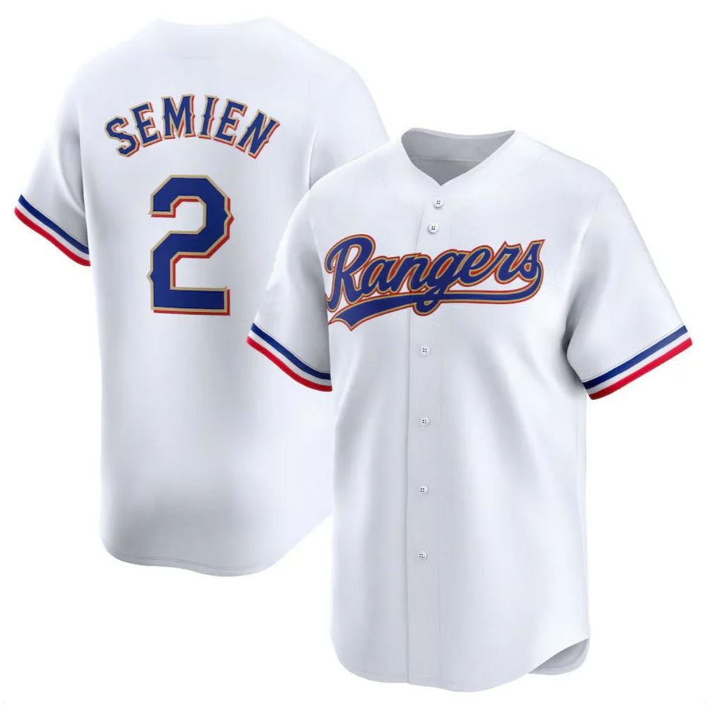 Ldoa T.Rangers #2 Marcus Semien Player Gold Collection Limited White Stitched Jerseys