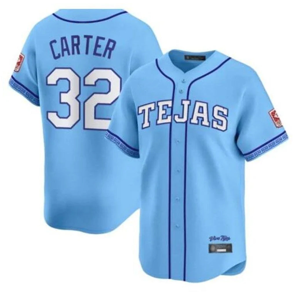 Ldoa T.Rangers #32 Evan Carter Player Blue 2026 City Connect Premier Stitched Jerseys