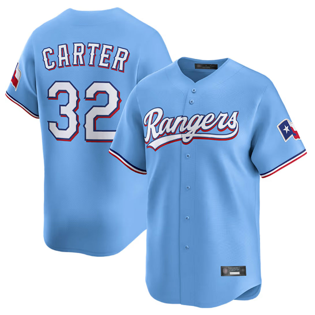 Ldoa T.Rangers #32 Evan Carter Player Light Blue Home Limited Stitched Jerseys