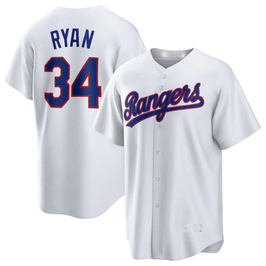 Ldoa T.Rangers #34 Nolan Ryan Player White Home Game Stitched Jerseys
