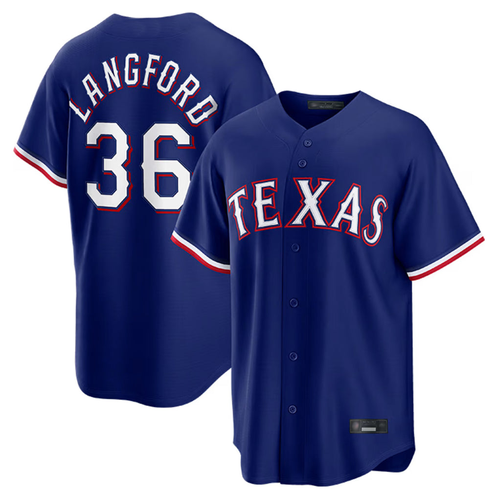 Ldoa T.Rangers #36 Wyatt Langford Player Royal Home Game Stitched Jerseys