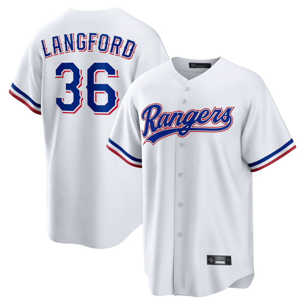 Ldoa T.Rangers #36 Wyatt Langford Player White Home Game Stitched Jerseys